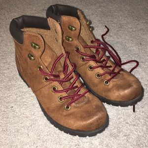 Brown hiking boots